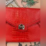 White House | Black Market Red Faux Crocodile Envelope Clutch Shoulder Purse Bag Photo 2