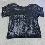 NWT Vintage 80s CARINA Sequin Top Blue Gold Lightning Black Silk Women's Large Photo 9