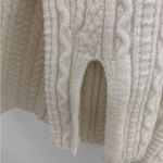 Theory  Cream Friselle Plumose Cable Knit Sweater Small Medium Neck Wool Stretch Photo 4