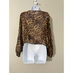 Rachel Zoe Women's Leopard Print Silk Blouse Size 0 Long Sleeve Photo 3