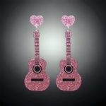 Sparkle with style: Pink guitar glitter‎ acrylic earrings Photo 5