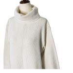 VINTAGE 90s BKG White Chunky Knit Boxy Turtleneck Sweater Size L Photo 3