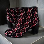 Stuart Weitzman  Bacari Tapestry Velvet Trim Ankle Boots Size 4 Photo 1