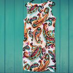 ALYX size 16 printed stretch twill dress sleeveless zip close back bright colors Orange Photo 8