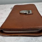 Michael Kors Women's Hamilton Zip-Around Brown Leather Wallet Photo 4