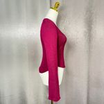 Maeve Anthropologie Sparkle Knit Square Neck Bell Sleeve Top Magenta XS Purple Photo 2