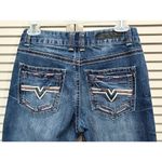 BLACK Med Wash‎ Bootcut Flex Denim Jeans Pocket Stitching Embroidered Size 28x30 Blue Photo 5