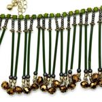Handmade Green Bronze Wood Bib Style Necklace & Earring set Photo 5
