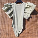 ZARA Soft ribbed puff sleeve body suit from  S Photo 1