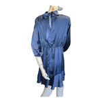 VICI  Call me Angel textured blue satin mini dress in denim blue, Size M, Photo 3