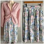 Vintage Classic Directions Pastel Floral Pleated Midi Skirt M Photo 1