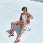 ZARA Multicolor Satin Silk Paisley Print Duster Wrap Kimono Caftan Top Jacket Photo 9