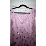 X Plus Wear Pink Silver Star Tulle Mesh Maxi Dress Long Sleeve V Neck Plus SZ 4X Photo 1