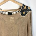 Wallpapher Taupe Light Brown Floral Shoulder Short Sleeve Blouse S Photo 2