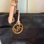 Michael Kors  Large Black Pebbled Leather Tote Bag | Tan Straps | Gold Hardware‎ Photo 1
