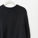 Free People [] Black Downtown Sweater Ribbed Knit Asymmetrical Hem Oversized XS Photo 7