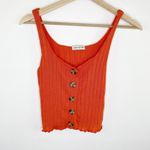 Moon River Orange Ribbed Button Front Sleeveless Tank Top Women's Size Small S Photo 3
