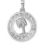 Sterling Silver Textured Turks and Caicos with Palm Tree Pendant Photo 0