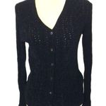 Lord & Taylor black button down soft cardigan sweater size medium Photo 0