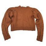 MINKPINK  Cara Crochet Sweater Crop Women Size Small Pointelle Brown Cable Knit Photo 3