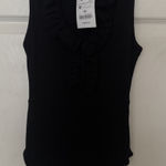 ZARA NWT Chic Womens Ruffle Solid Black Ribbed Tank Bodysuit M Y2K OLDSTOCK Photo 0
