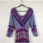 Free People She's a Lady Reversible Midi Dress XS Purple Tribal Mix Print Boho Photo 4