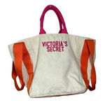 Victoria's Secret Bombshell Summer Coral Orange Pink Beach Canvas Tote Bag Photo 0