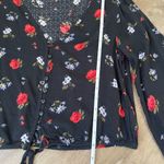 American Eagle Floral Flare Sleeve Tie Knot Cropped Blouse ~ 100% Viscose ~ Sz S Photo 9