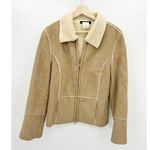 Tribal Womens Y2K 90s Suede Jacket Tan Full Zip Boho Sherpa Lined Size M Brown Size M Photo 0