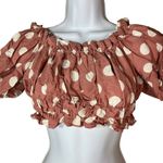 ZARA  Linen Blend Polka Dot Crop Top Size Small Photo 1