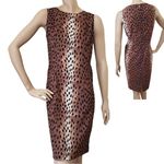 Michael Kors Leopard Print Shift Dress Sz 12 Stretch Animal Print City Neutral Photo 1