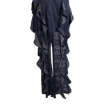 Wow Gold Label Black Ruffle Lace Silk Mockneck Full body Jumpsuit Size Large Photo 3