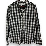 Foxcroft  NYC Germaine Crinkle Buffalo Plaid Black and White Shirt Photo 1