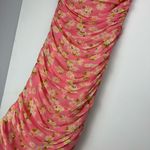 Moschino Floral Daisy Print Strapless Dress Sz 8 Pink Ruched Bodycon Photo 6