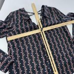 Skies Are Blue  Shirt Womens Medium Black Pink Floral Print Long Sleeve Polyester Photo 4