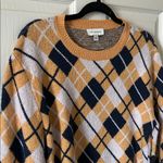 Free Assembly Womens Argyle Sweater in Yellow, Navy & White Balloon Sleeve Sz L Multiple Size L Photo 6