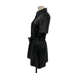 Nanushka Roberta Black Faux Leather Mini Shirt Dress Western Size Medium Photo 7