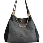 Coach Legacy Lexi Midnight Blue Leather & Jacquard Shoulder Bag Photo 0