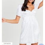 Altar'd State ❤️ Altared State White Floral Silky Dress Off the Shoulder Puff Sleeves Photo 0