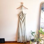 BHLDN Anthro  Selma Halter-Neck High Shine Satin Maxi Dress M Photo 4