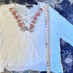 Love Peace Lazy Days Women’s White Long Sleeve Sheer Embroidered Blouse Size L Size L Photo 9