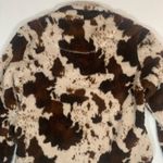 Brown Cow Print Sherpa Quarter Zip Pockets Ladies Sz XL Photo 1
