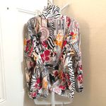 Y2K Streetwear Whimsygoth Boho Patchwork Zebra Zip Up Jacket Top Shirt Blouse Sweatshirt Studs Mock Turtle Neck Long Sleeve Photo 2