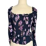 Wild Fable FLIRTY Floral Cropped Smocked Long Sleeve Square Neck Boho Top Medium Photo 0