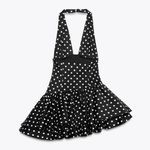 ZARA  halter ruffled Black Polka Dot Mini Dress evening party cocktail wedding  Photo 14