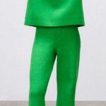 ZARA  Wool Blend Green Wide Leg Knit Pants M Photo 0