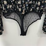 Free People  She’s Dainty Bodysuit in Night Combo Flare Sleeves Size Medium Photo 7