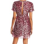 AQUA  Metallic Babydoll Party Dress Size S‎ Burgundy Leopard Print Photo 4