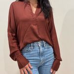 Mango Viscose Long Sleeve Blouse in Chocolate Brown Photo 2