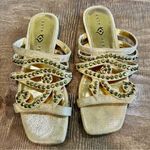 Katy Perry Women’s The Anat Metallic Rhinestone Slide Gold Size 6 EUC Shimmer Photo 1